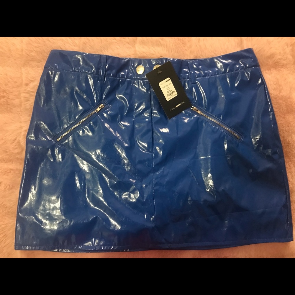 Blue pleather Fashion Nova Mini Skirt
